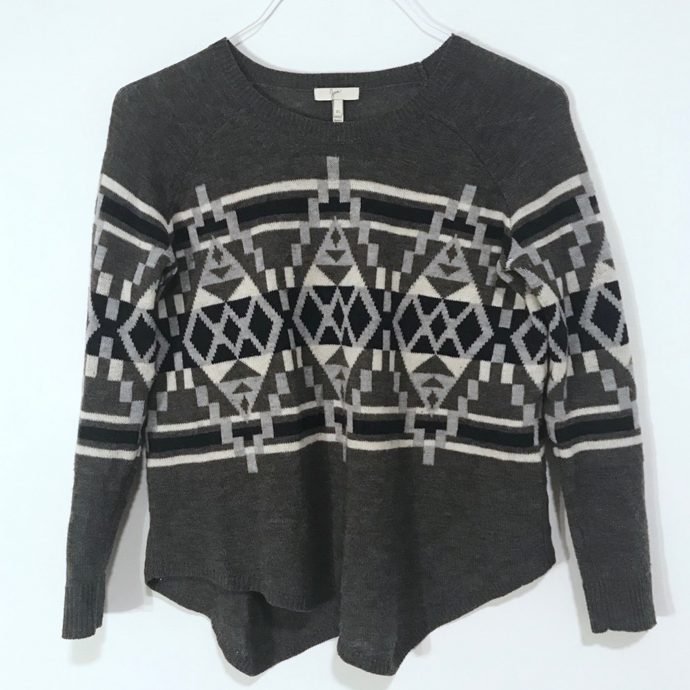 Joie | Grey Geometric Wool Cashmere Sweater XS